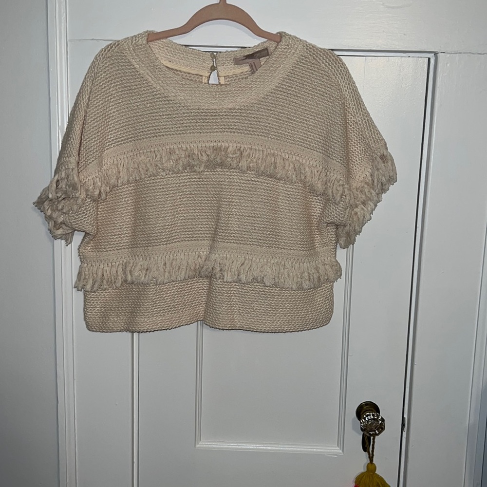 forever 21 marcrame/fringe sweater
